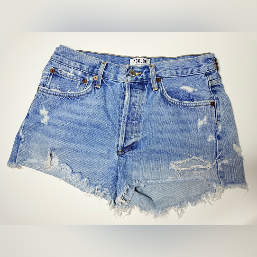 AGOLDE Parker Vintage Cut Off Denim Shorts Distressed Frayed Hem Size 27